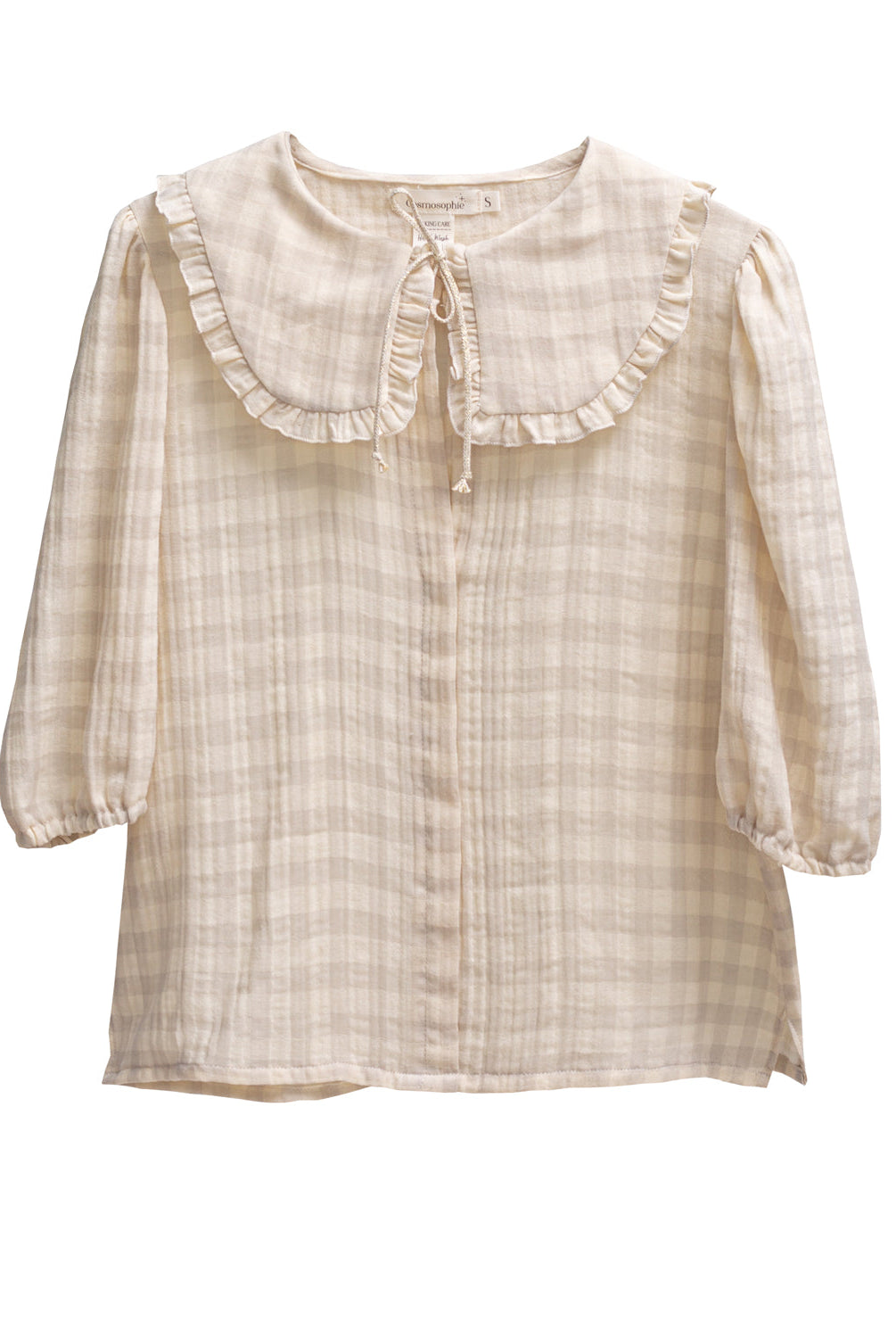 Lady Di Shirt, old fashioned in gignham double gauze cotton. Huge peter pan collar.