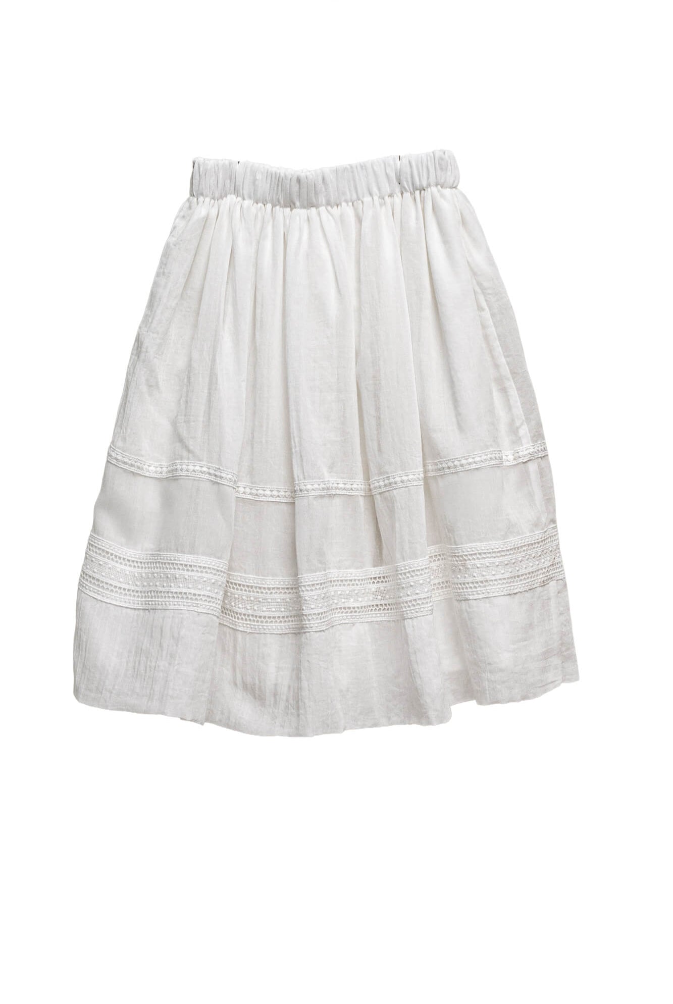 Conjunto falda y blusa en blanco con encaje guipur para niña cosmosophie