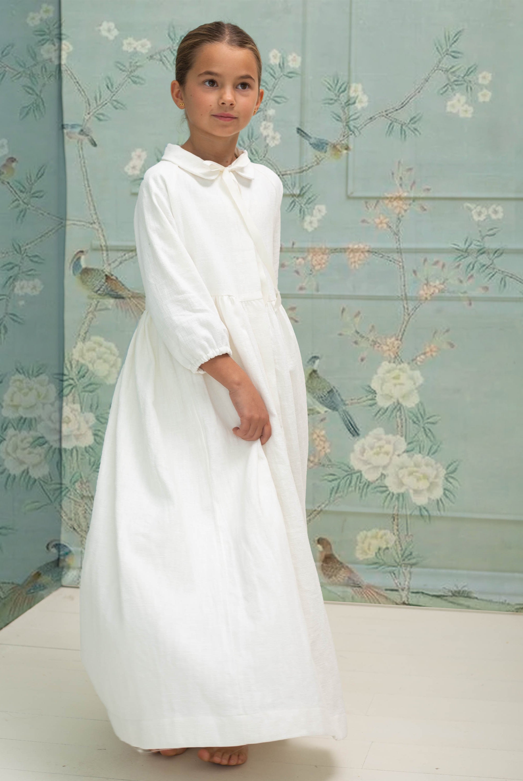 Vestido primera comunión de lino blanco Gemini de Cosmosophie