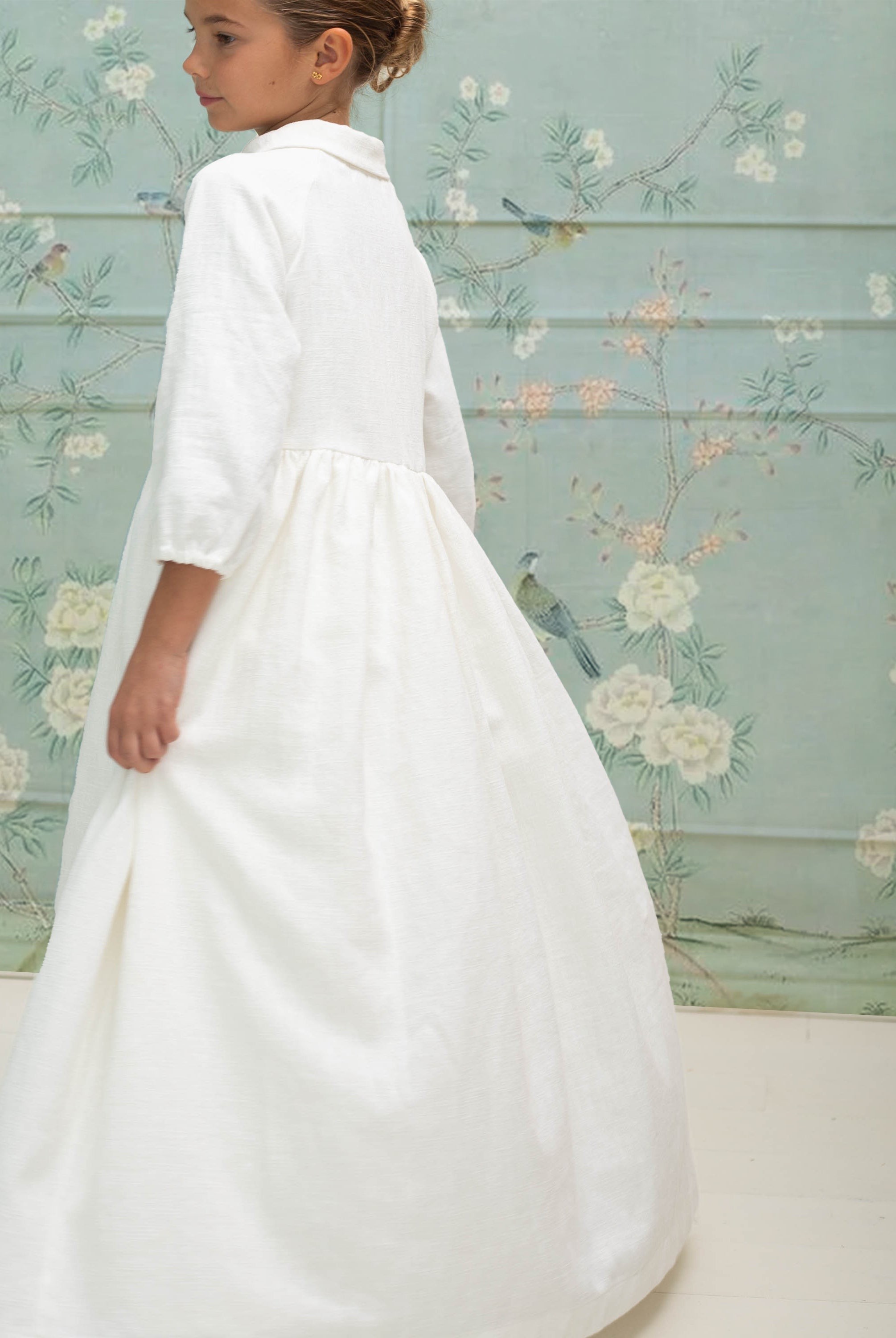 Vestido primera comunión de lino blanco Gemini de Cosmosophie