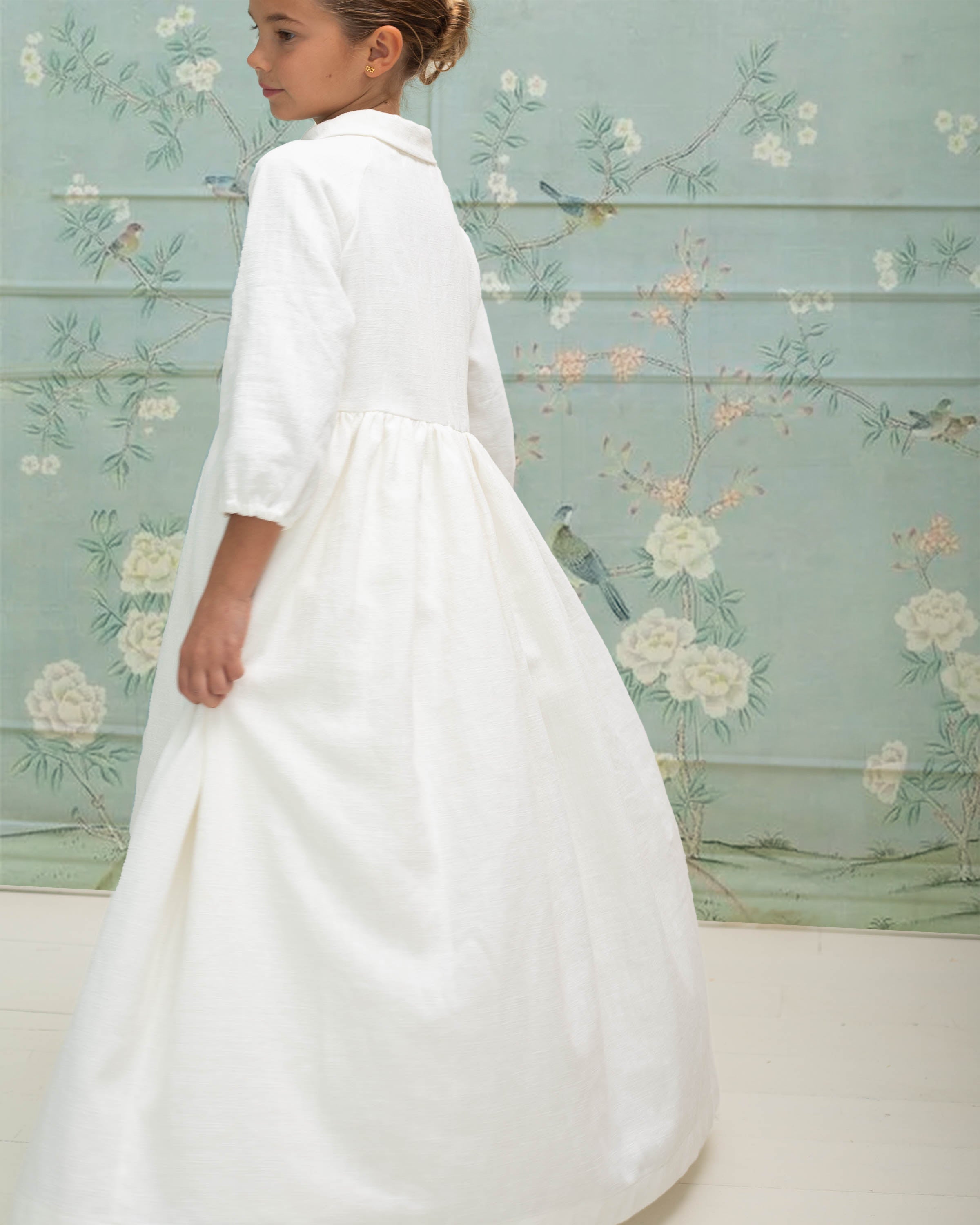 Vestido primera comunión de lino blanco Gemini de Cosmosophie