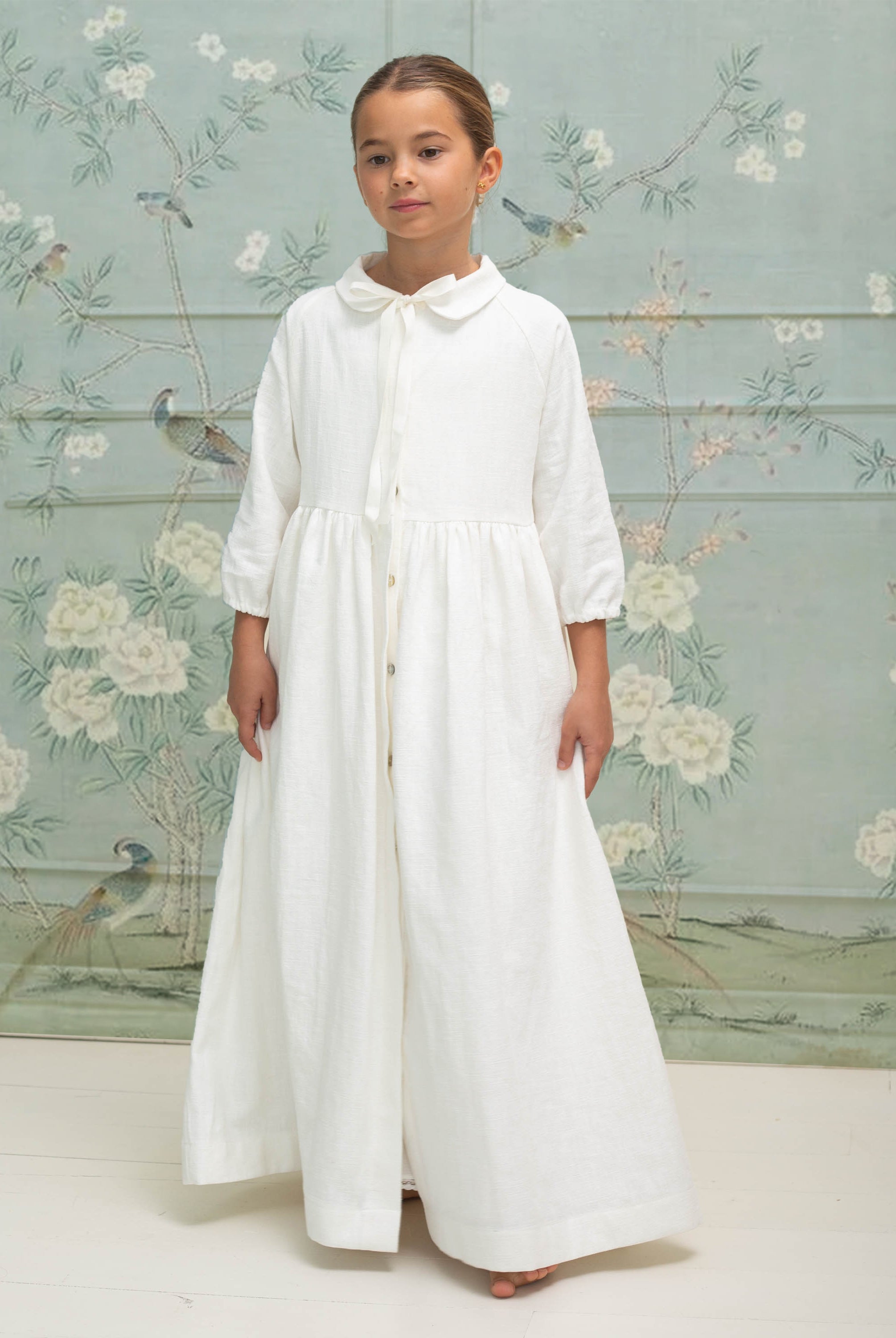 Vestido primera comunión de lino blanco Gemini de Cosmosophie