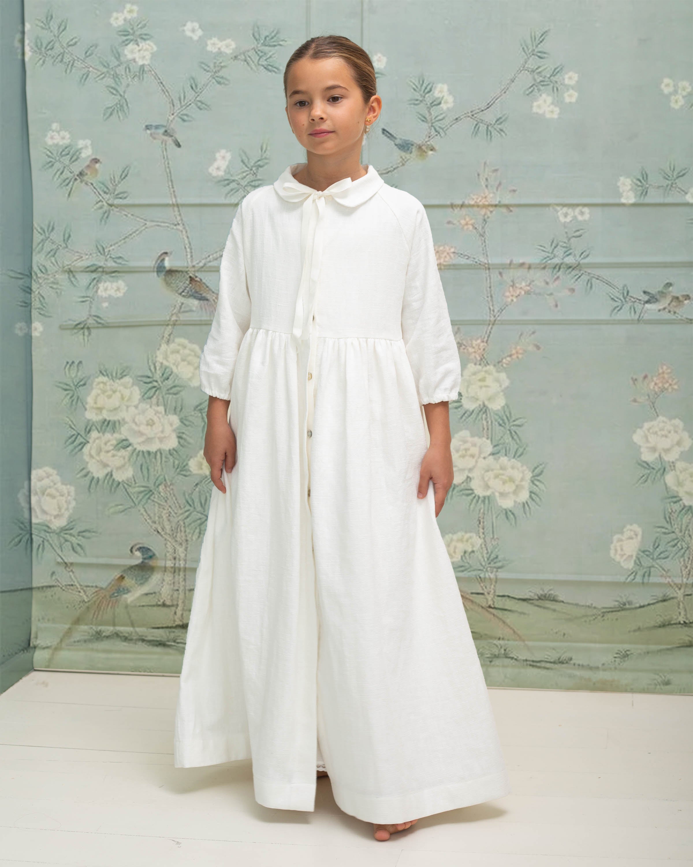 Vestido primera comunión de lino blanco Gemini de Cosmosophie