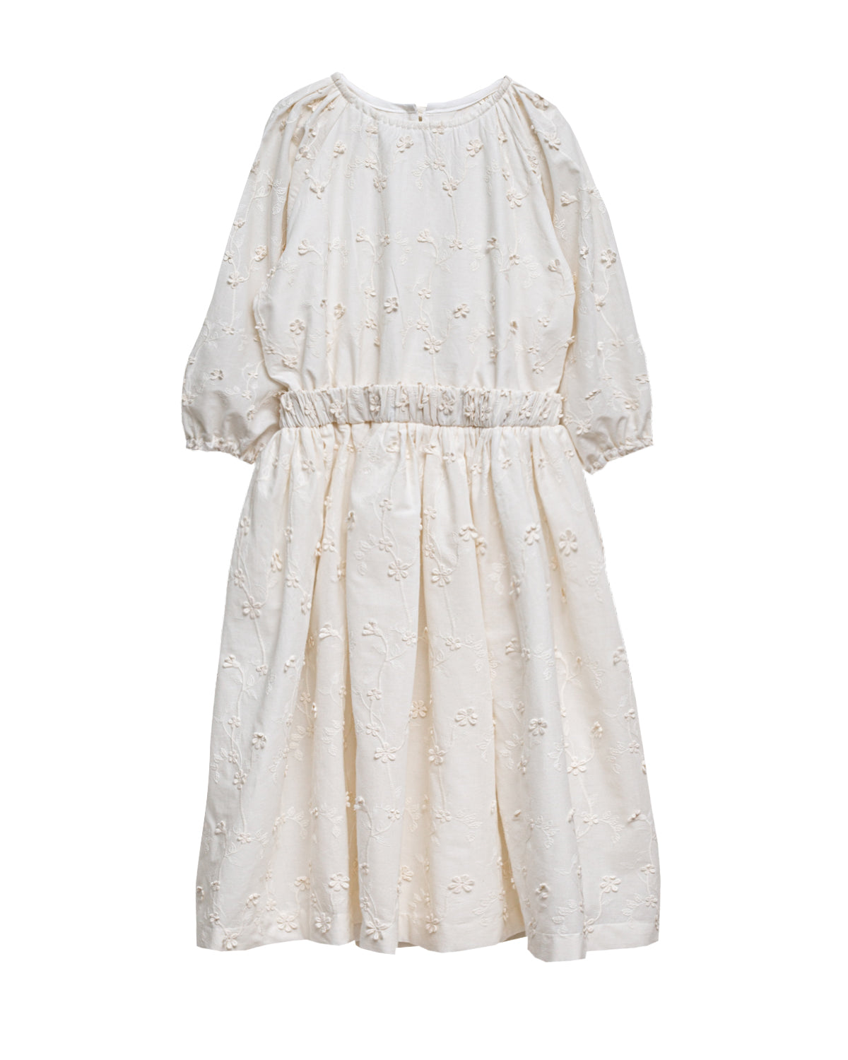 Vestido de Batista bordada en color beige. Vestido de adolescente invitada. Cosmosophie