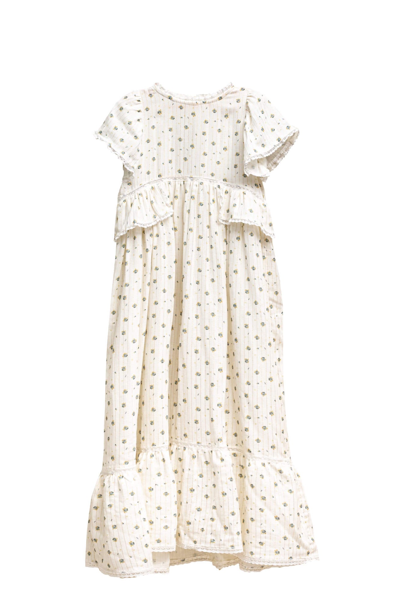 Traje de arras largo para niña de flores con toque dorado Cosmosophie