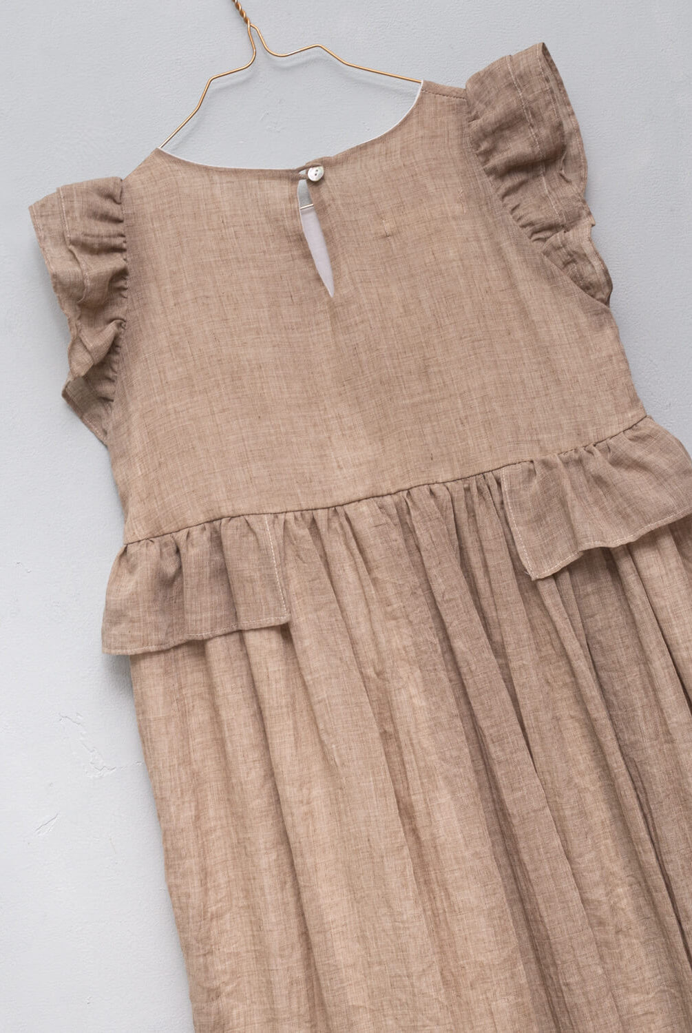 vestido de arras largo el color toffe lino para niñas Cosmosophie