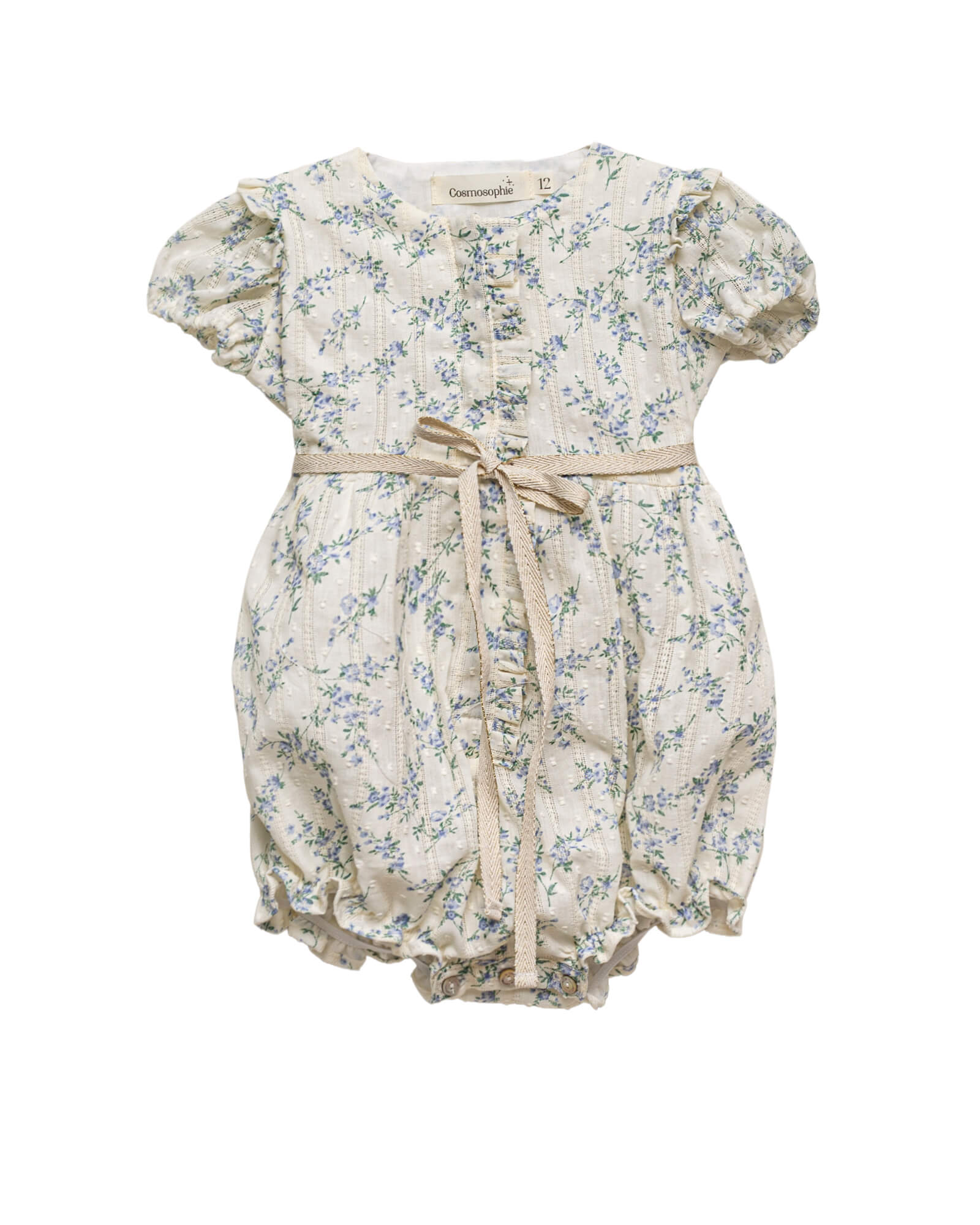 Ranita para bebe en batista bordada con estampado de flores