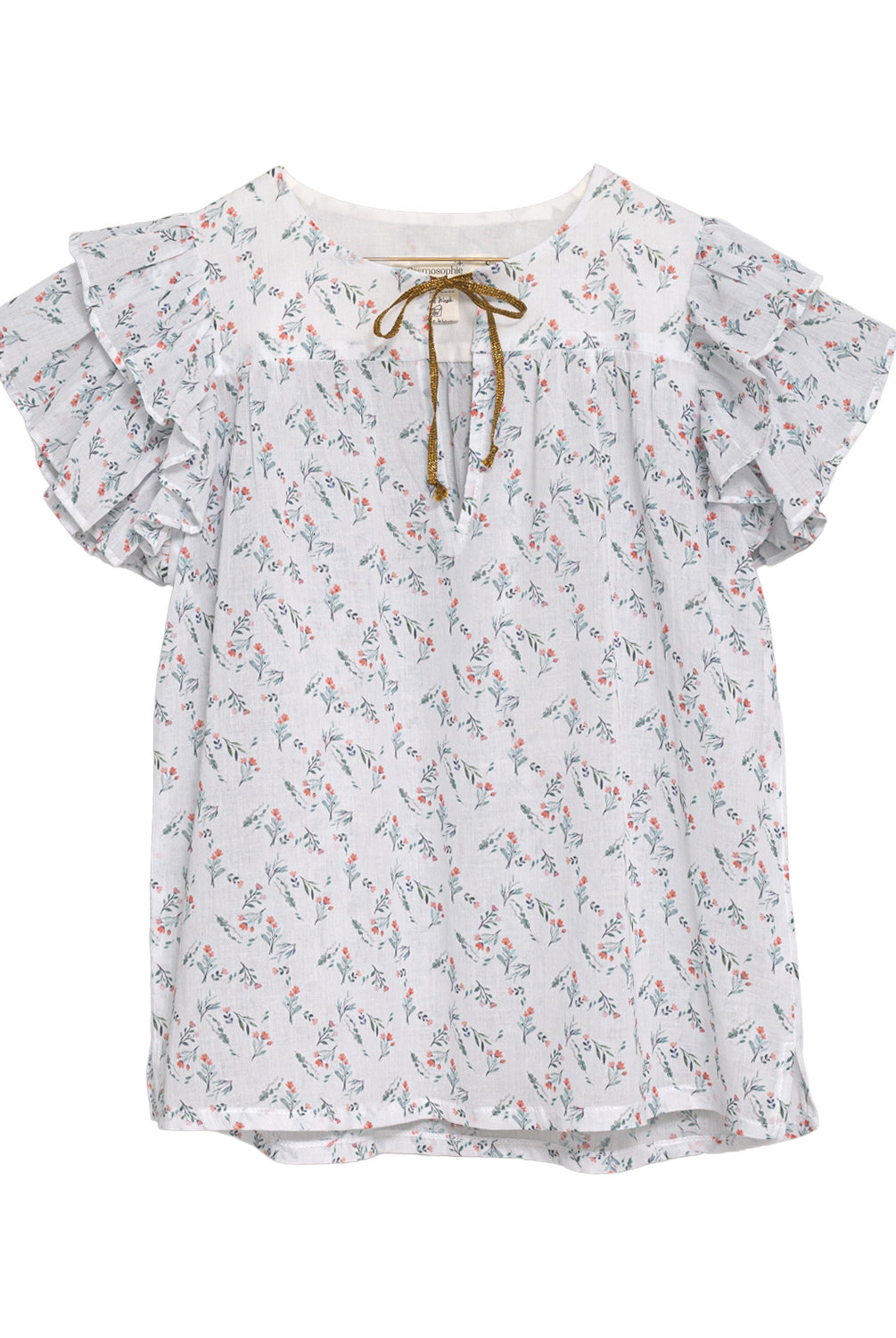 Blusa mujer flores en viscosa con toques de oro