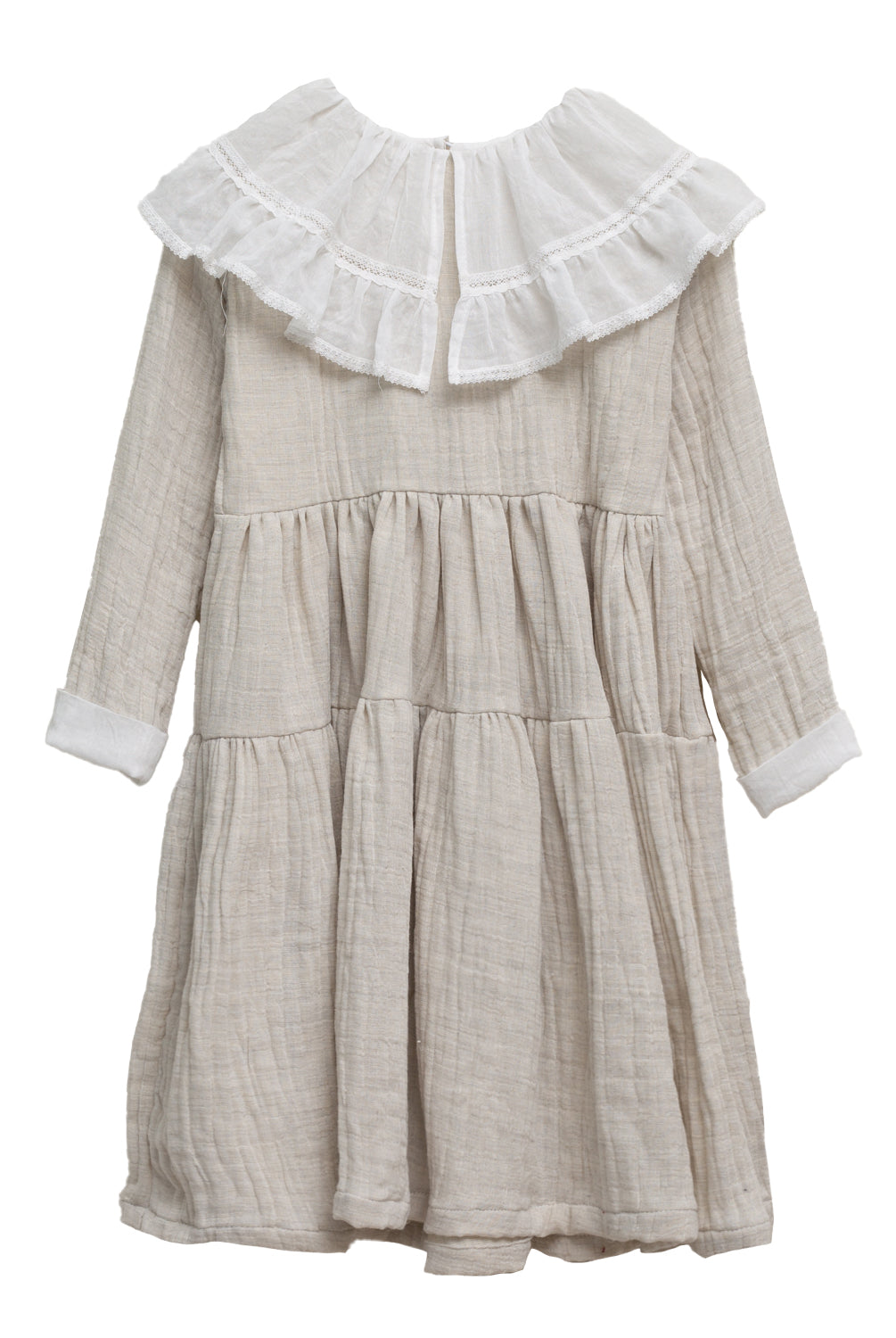Vestido gris maxicuello muselina Yves Chambray
