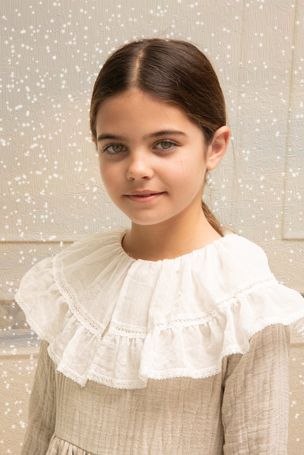 Vestido gris maxicuello muselina Yves Chambray