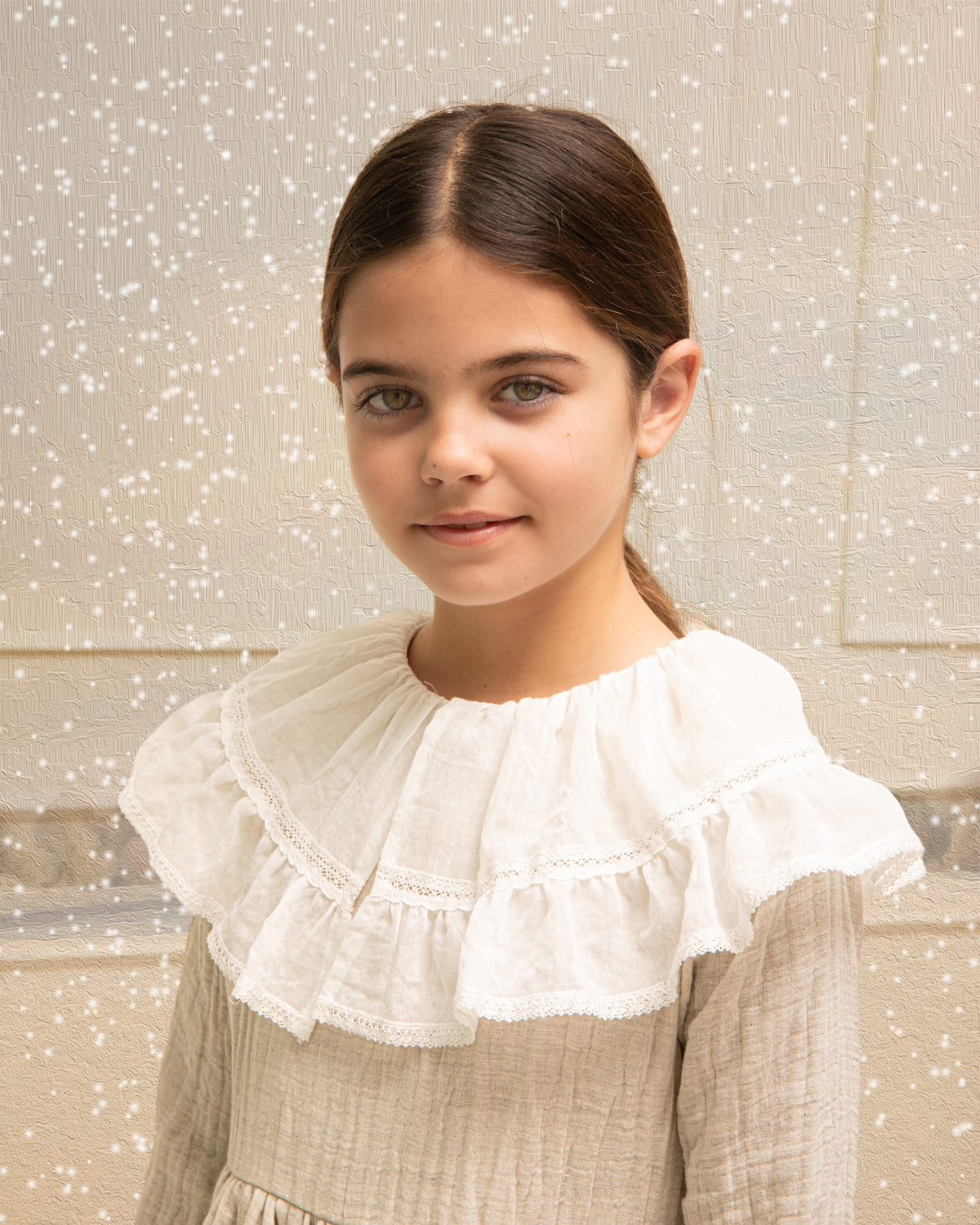 Vestido gris maxicuello muselina Yves Chambray