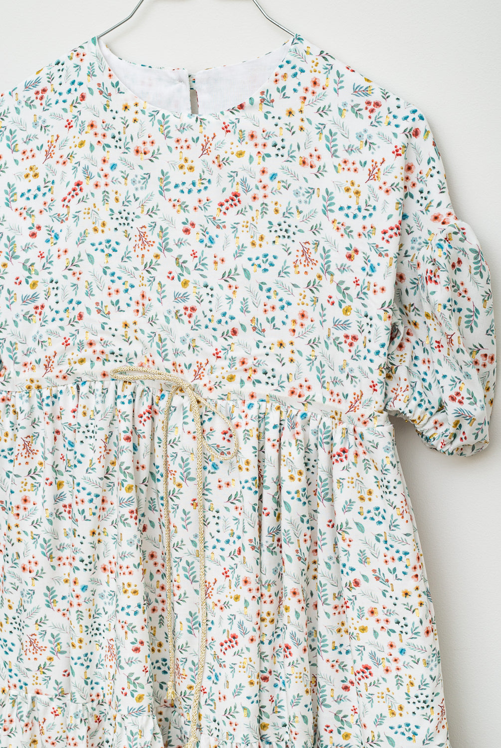 Vestido flores y oro Alice adolescente Cosmosophie