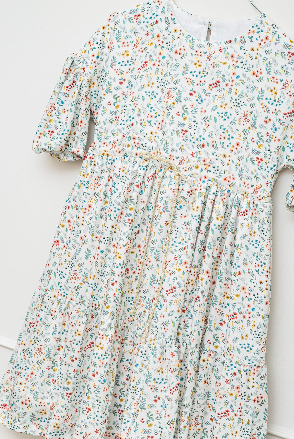 Vestido flores y oro Alice adolescente Cosmosophie