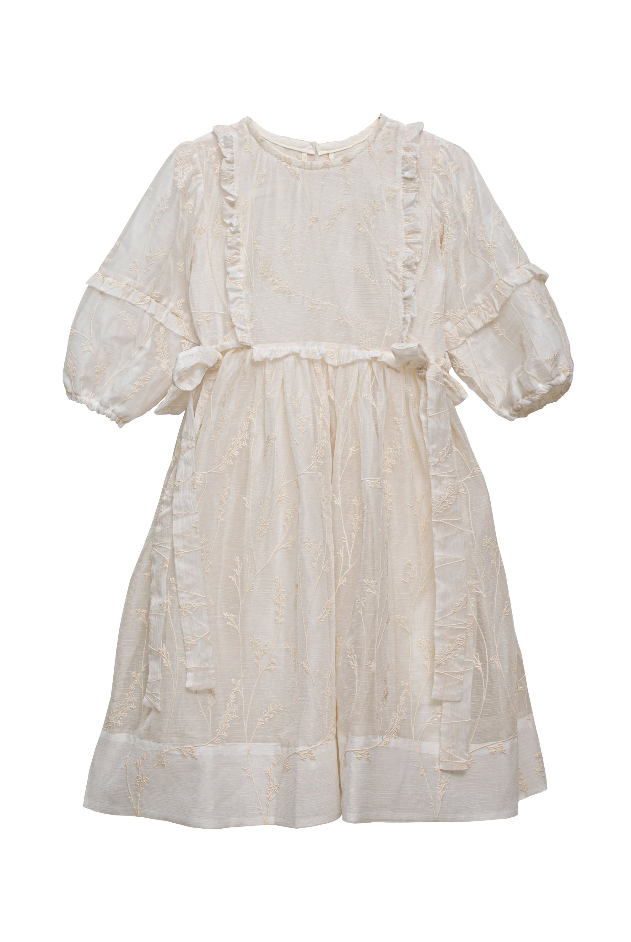 Vestido beige tejido bordado Cosmosophie