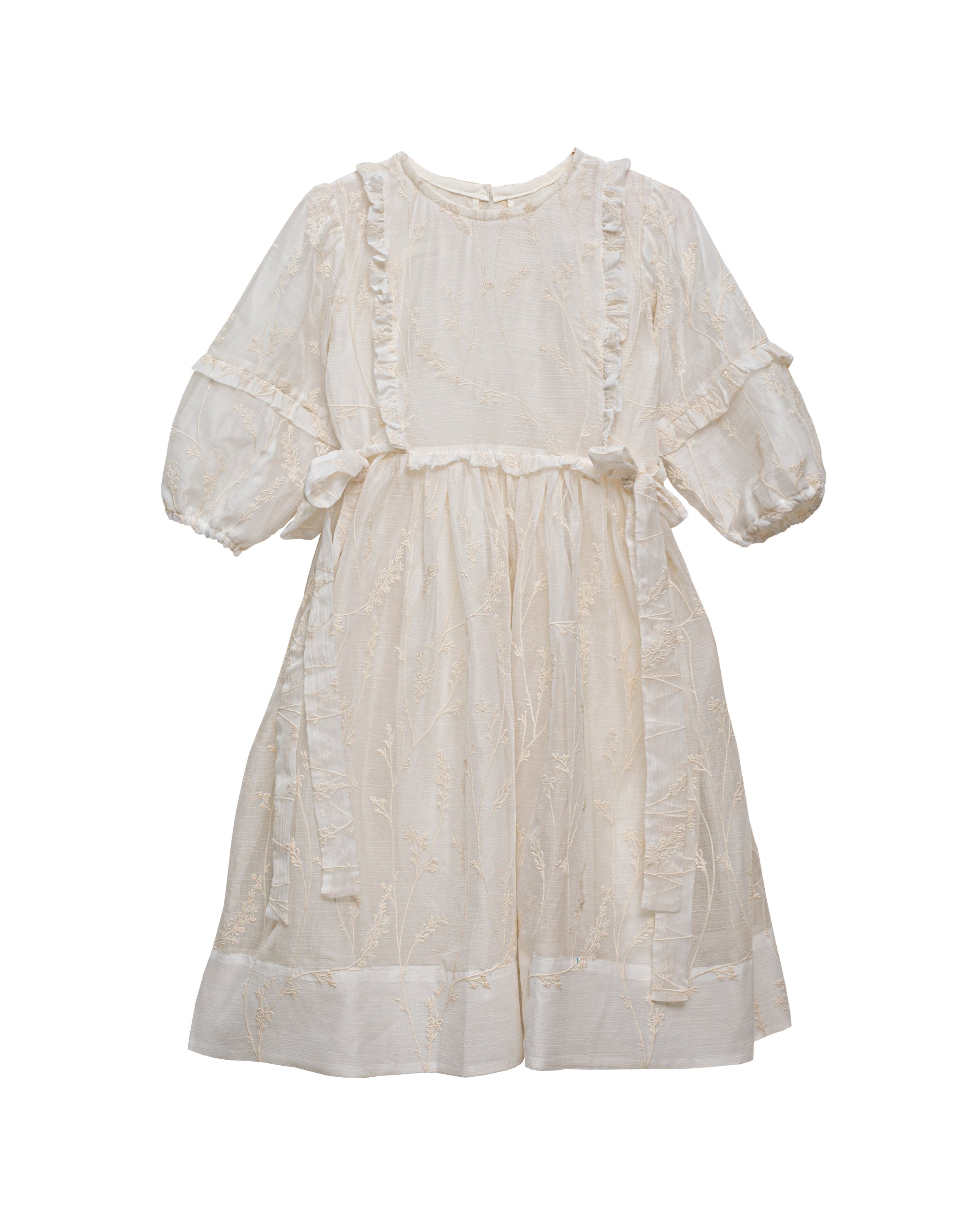 Vestido beige tejido bordado Cosmosophie