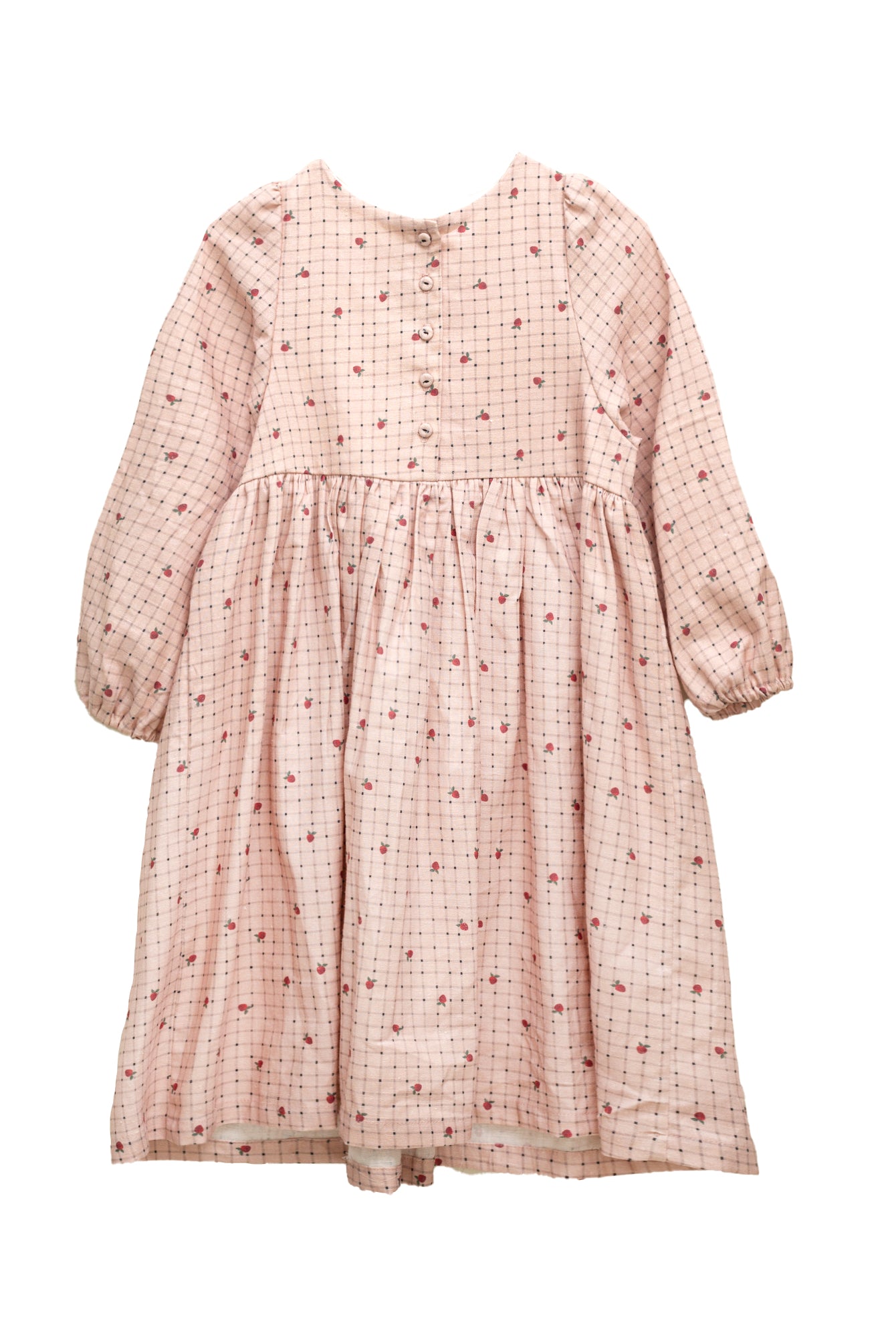 Vestido vichy rosa con fresas modelo Fiona de Cosmosophie