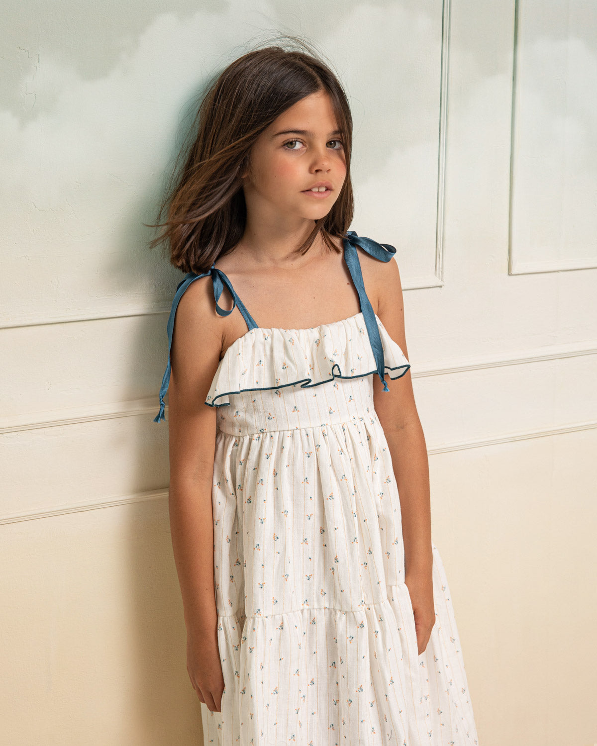 Vestido tirantes de flores para invitada ocasiones especiales niña y adolescente