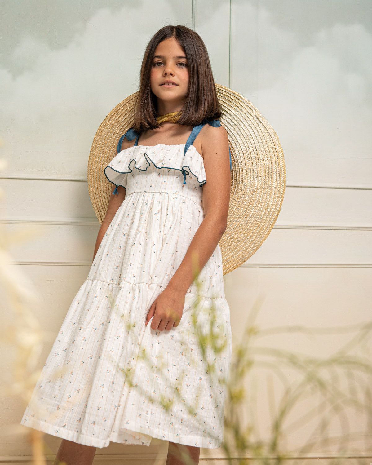 Vestido tirantes de flores para invitada ocasiones especiales niña y adolescente