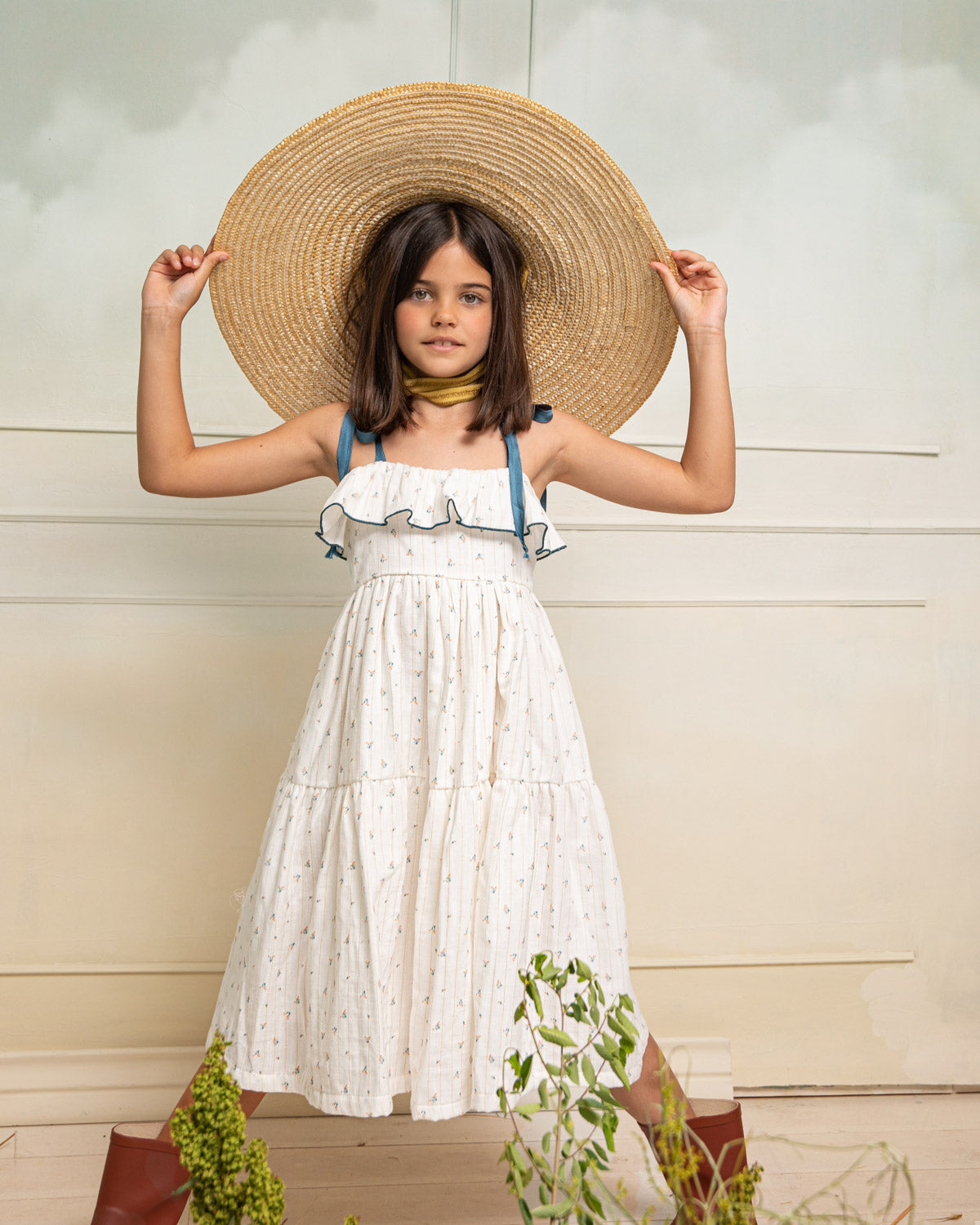 Vestido tirantes de flores para invitada ocasiones especiales niña y adolescente