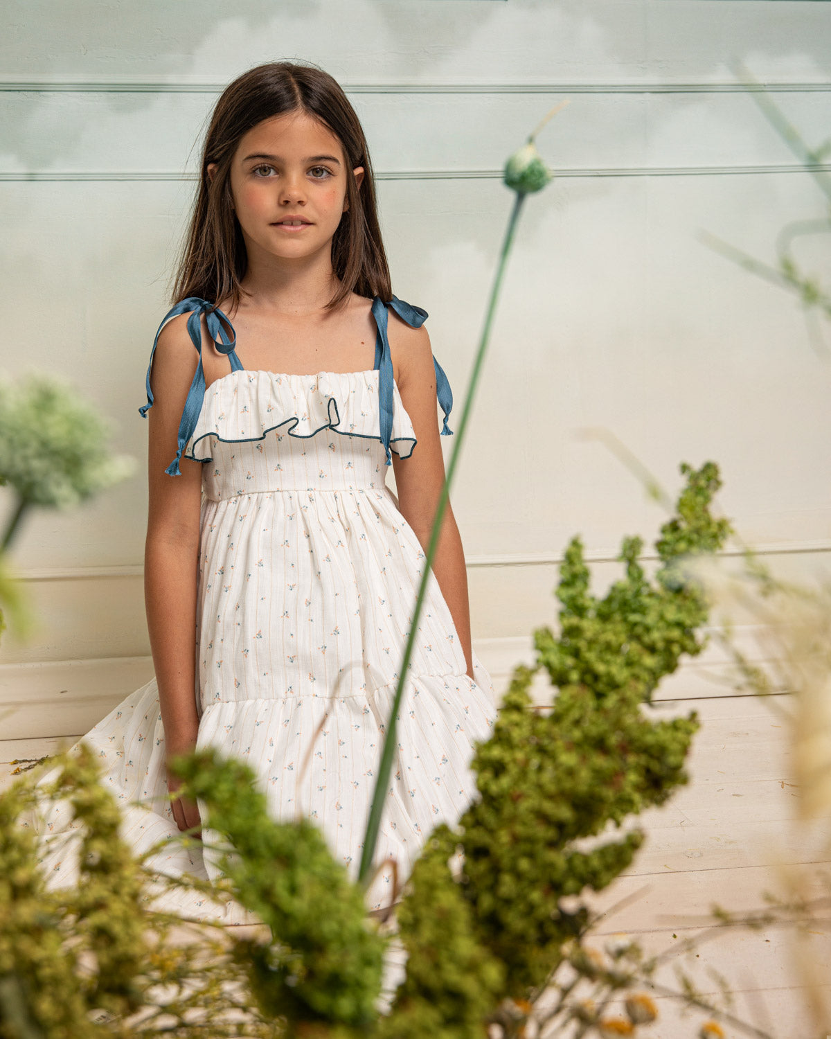 Vestido tirantes de flores para invitada ocasiones especiales niña y adolescente