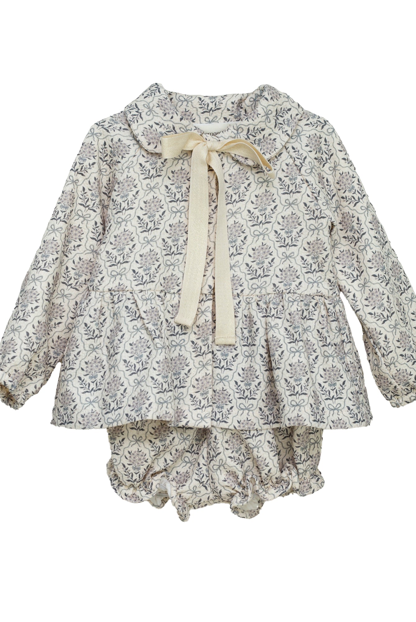 Conjunto bebe crudo con flores en azul Cosmosophie