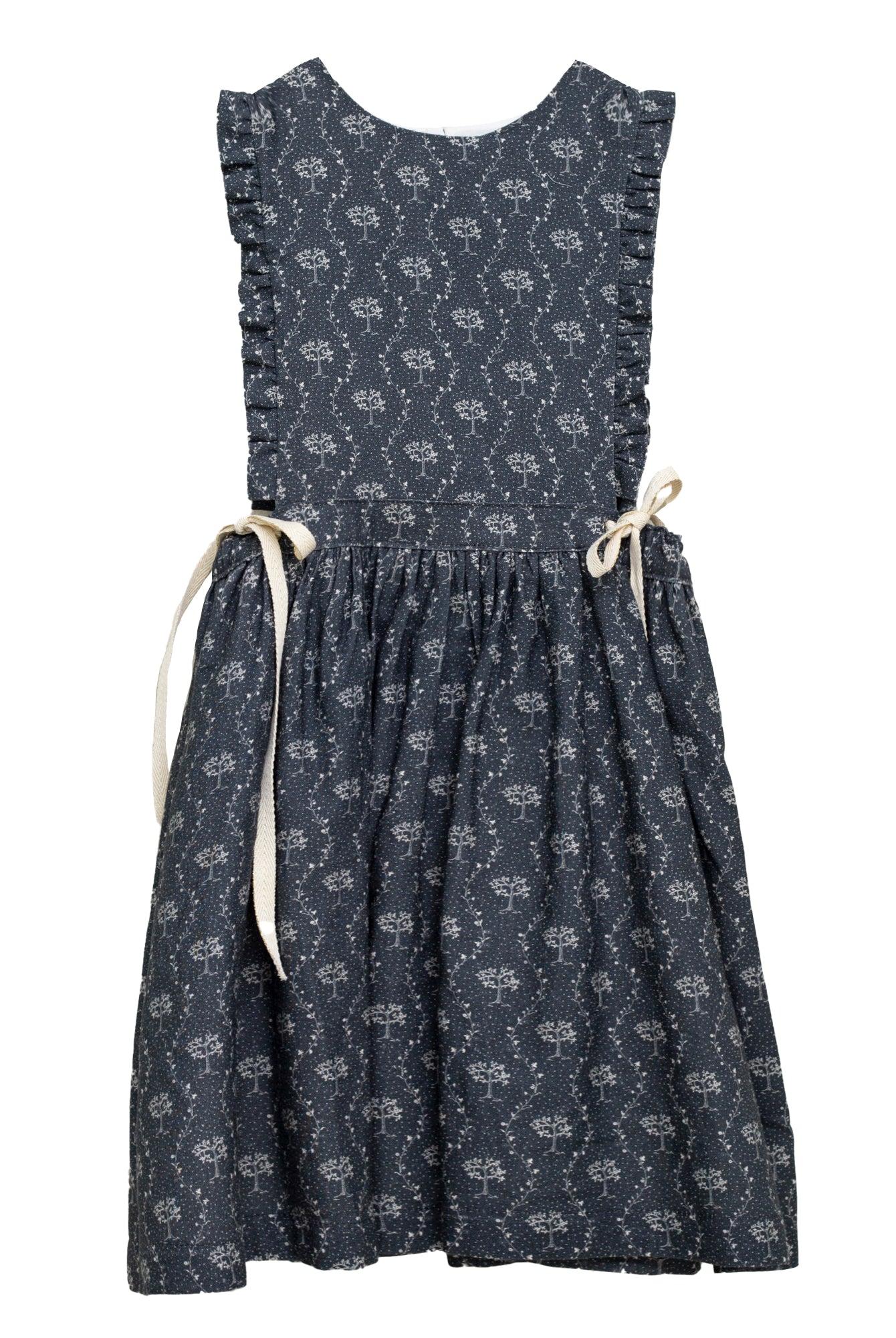 Pichi Hermes de lino azul marino con estampado de arboles de Cosmosophie.