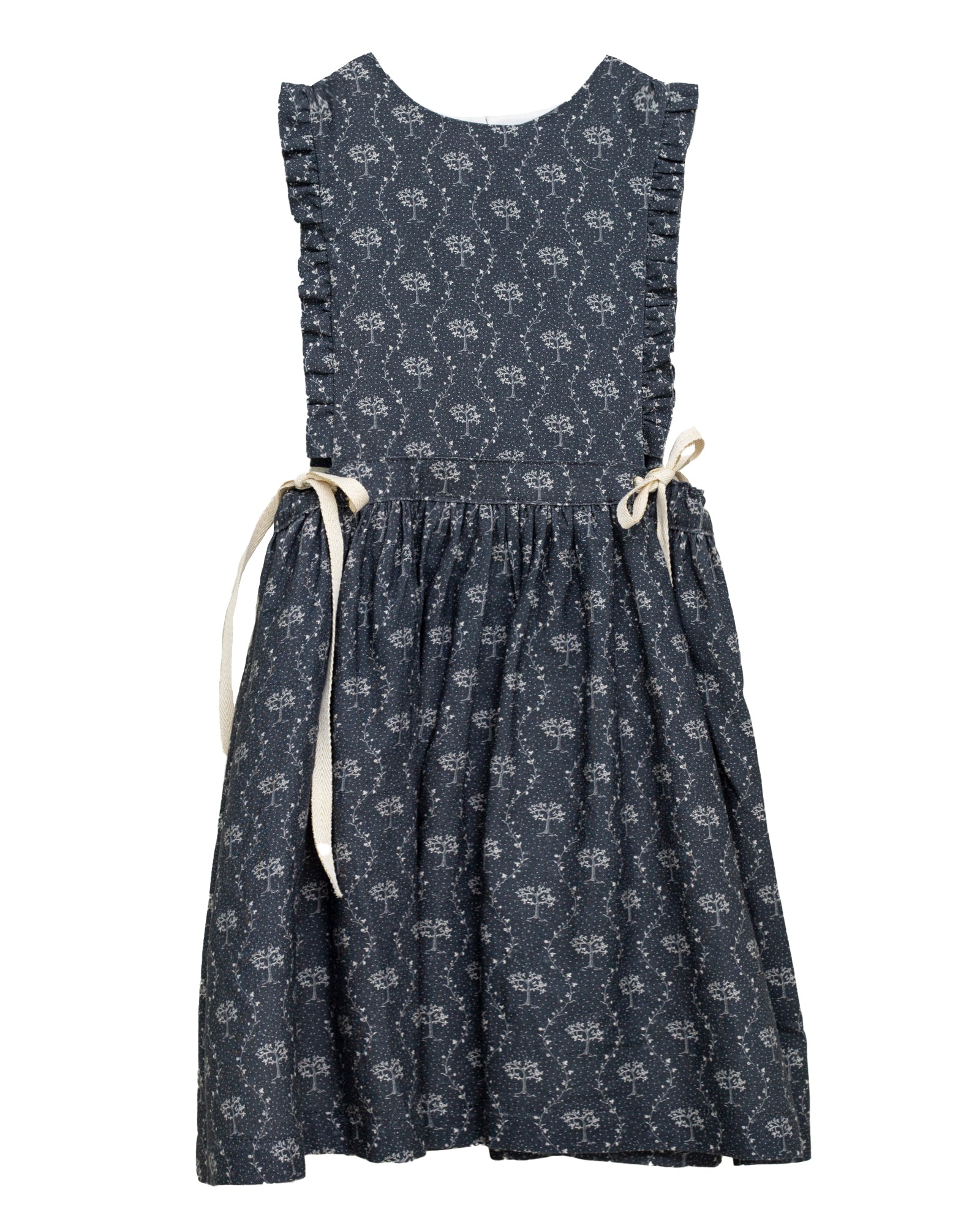 Pichi Hermes de lino azul marino con estampado de arboles de Cosmosophie.