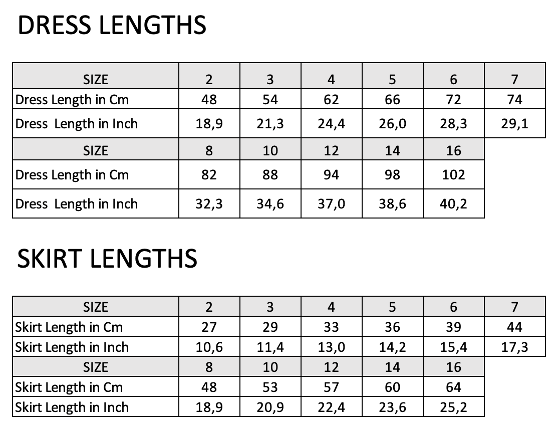 Guia de largos de faldas y vestidos Cosmosophie