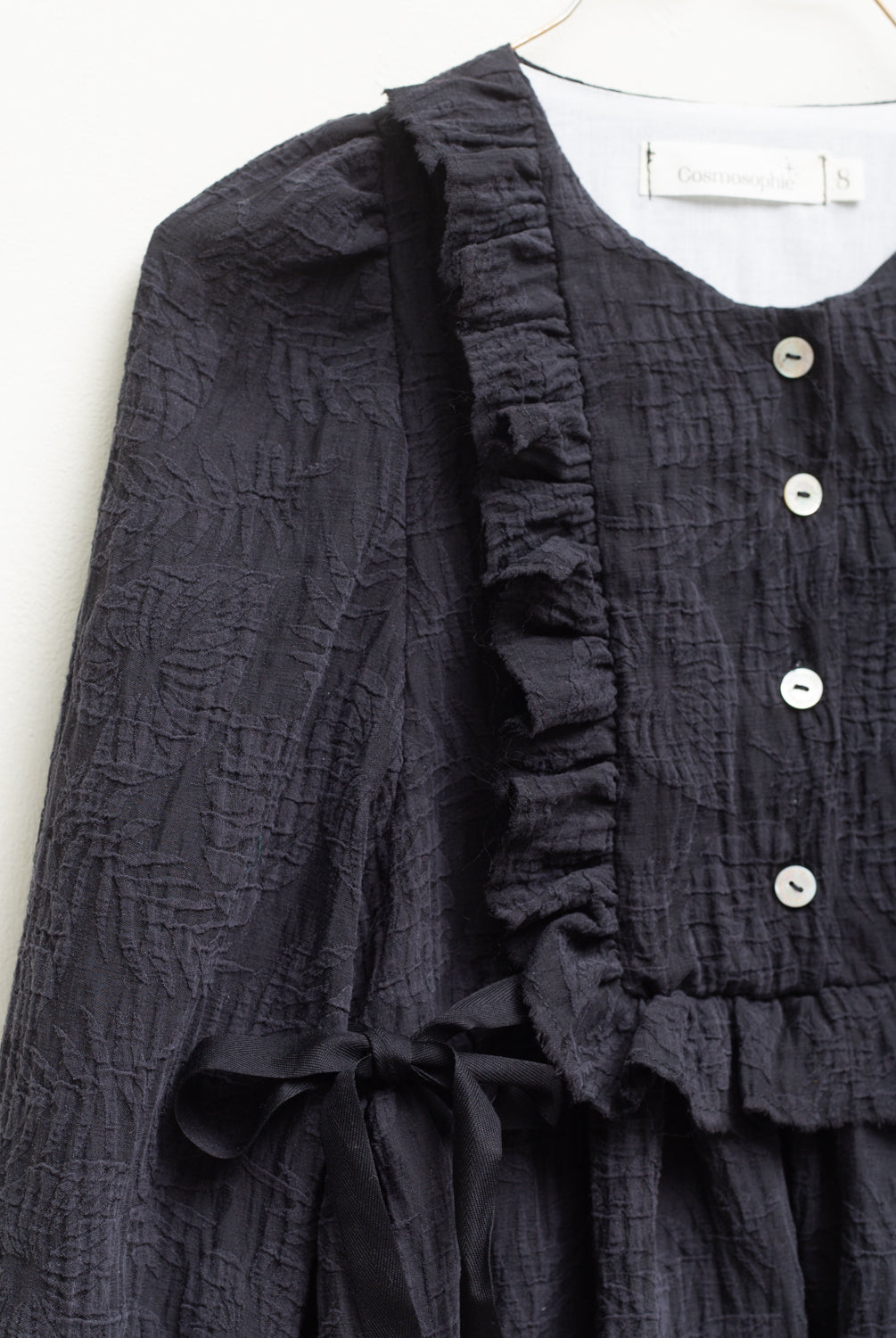 Vestido negro jaquard Lua