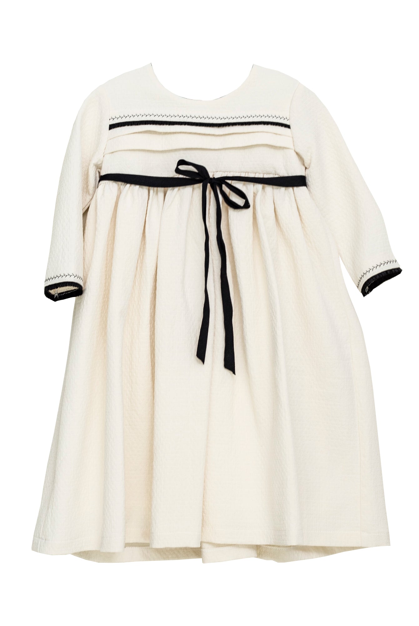 Vestido crcudo con detalles y lazo en negro Palais Cosmosophie.