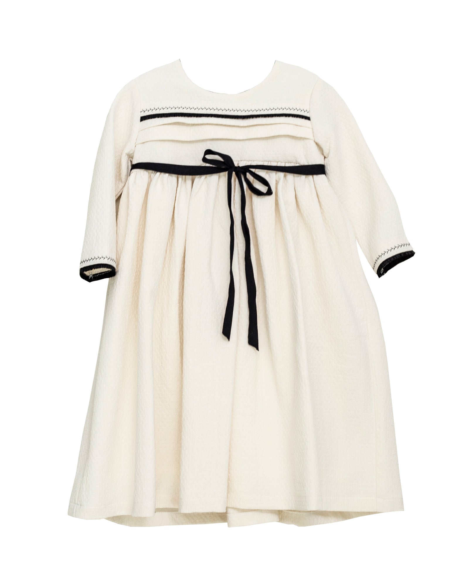 Vestido crcudo con detalles y lazo en negro Palais Cosmosophie.