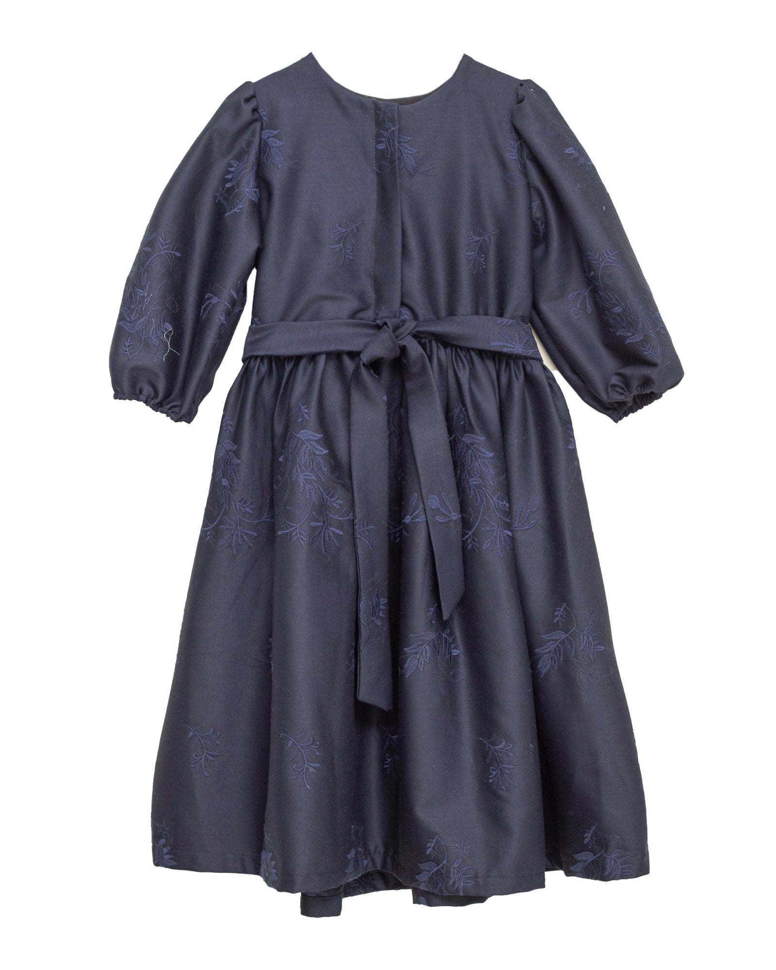 Vestido adolescente azul noche de lana bordada Cosmosophie