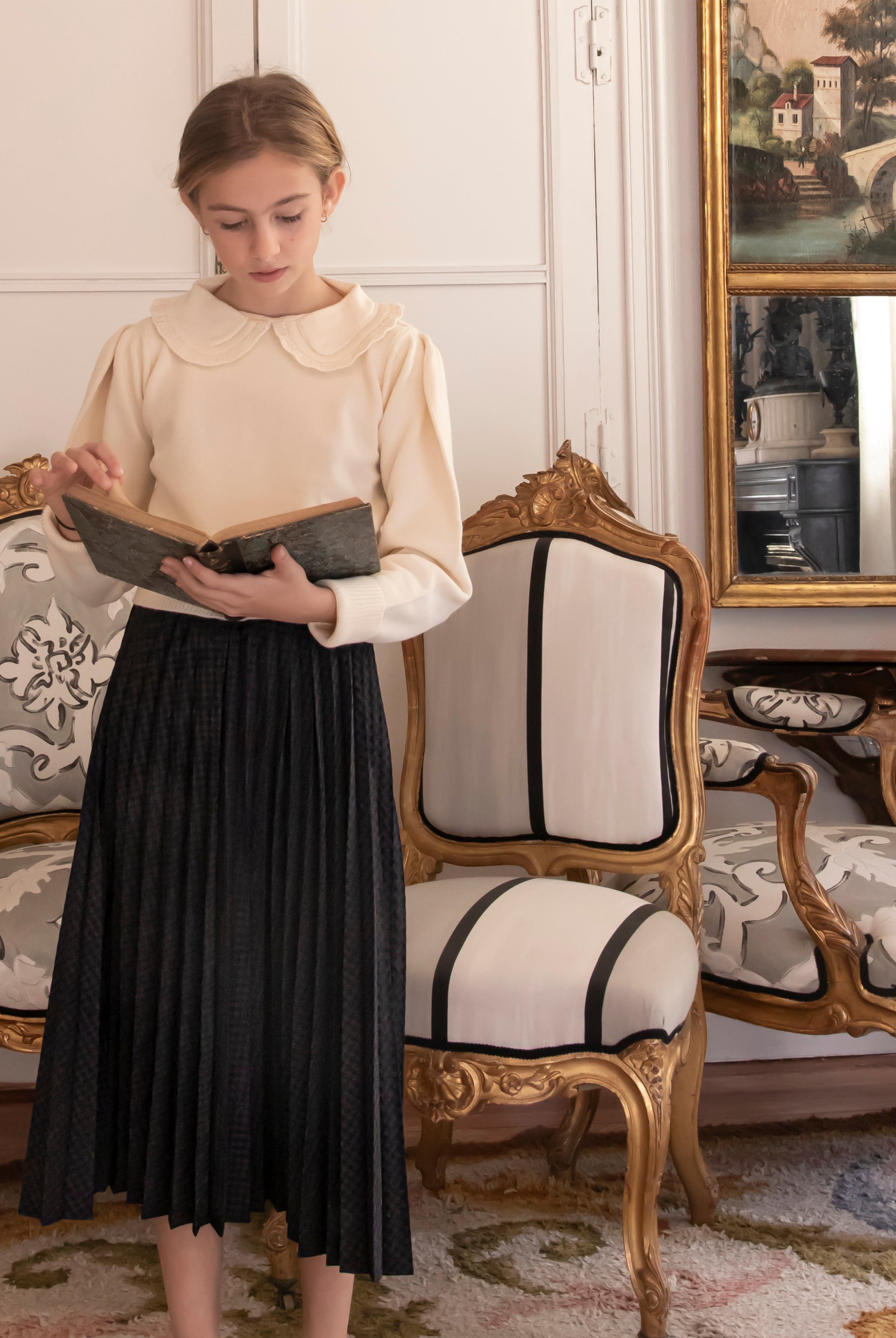 Falda negra plisada soleil para adolescente Cosmosophie