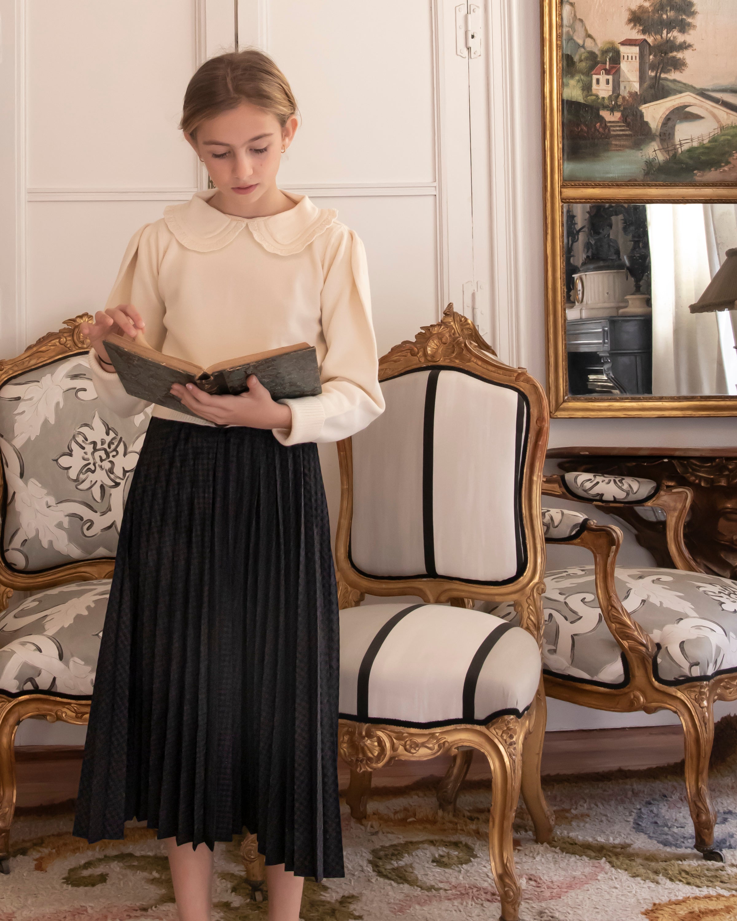 Falda negra plisada soleil para adolescente Cosmosophie