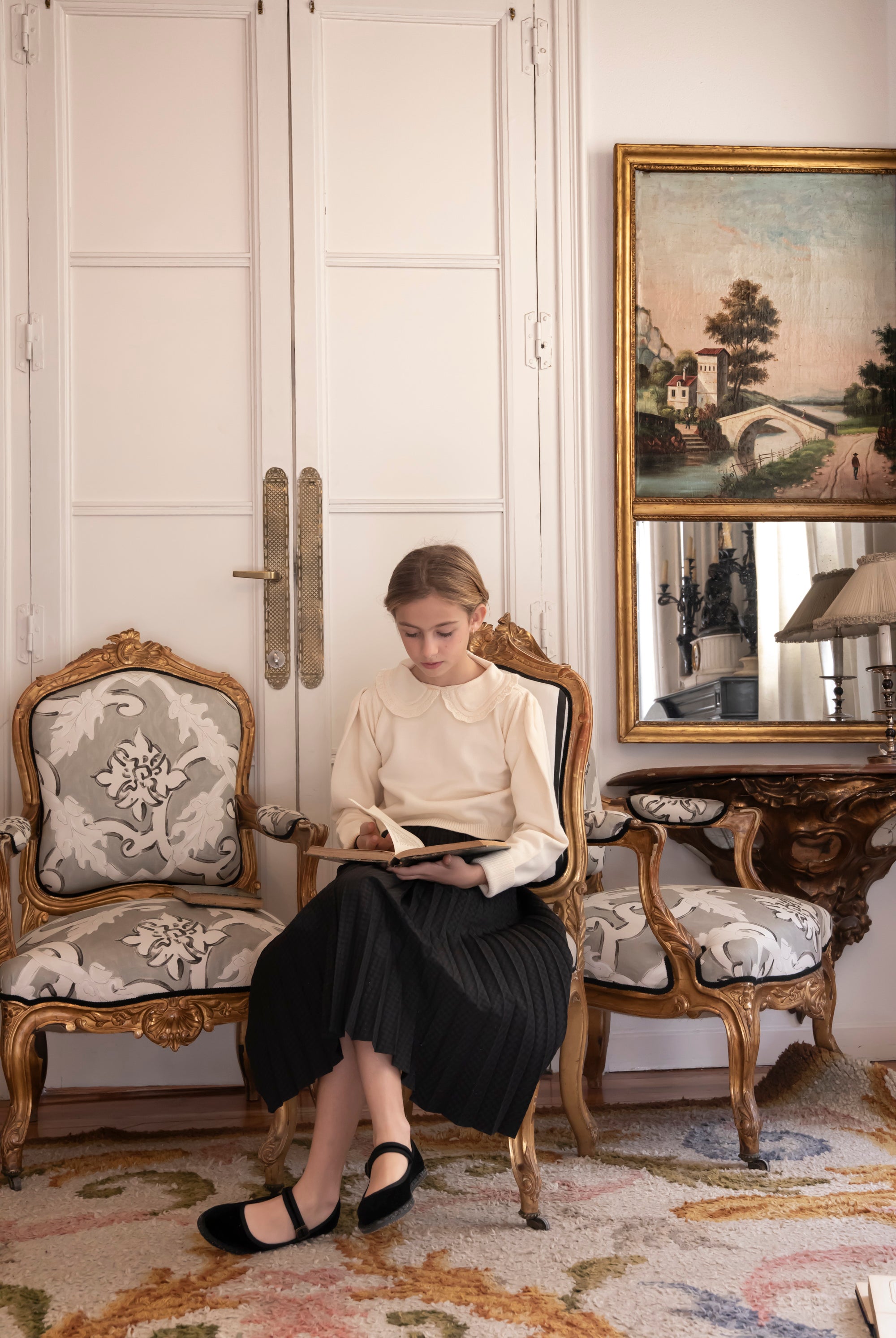 Falda negra plisada soleil para adolescente Cosmosophie