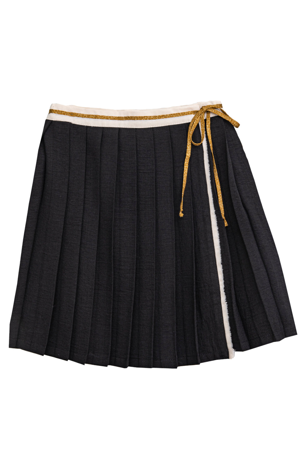 pleated skirt in black for girl gold bow