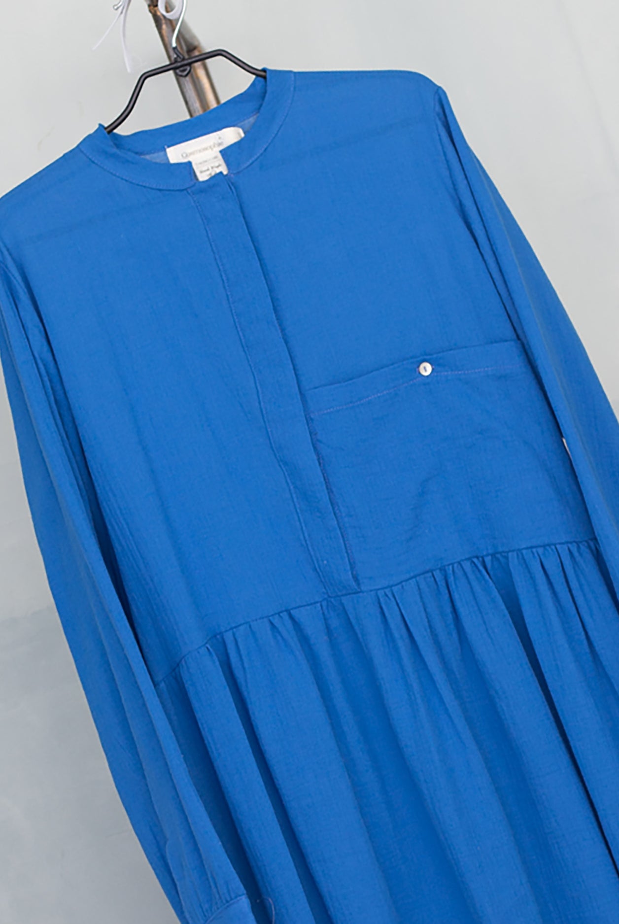 Long dress modest in blue cotton azzure cosmosophie cian dress