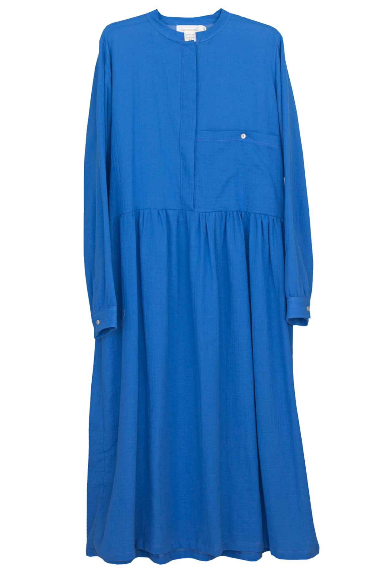 Long dress modest in blue cotton azzure cosmosophie cian dress