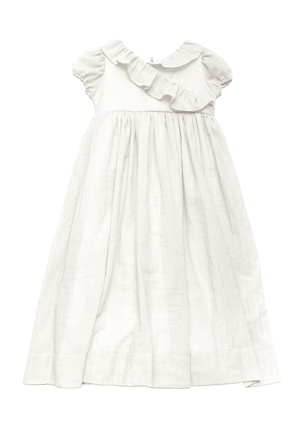 Vestido de comunión o arras largo para niña . Detalle de volante en el pecho. Vestido comunion original y sencillo