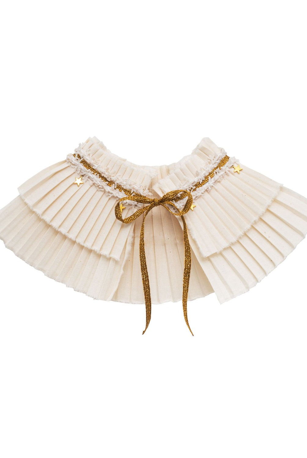 pleated collar with gold bow and stars detail