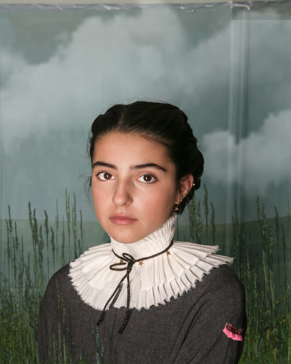 special ocasion dress collar for wedding guests and flower girl dress. Eco friendly, sustainable fasion. Vestidos de invitada de boda y trajes de arras originales para niñas. Bodas 2018