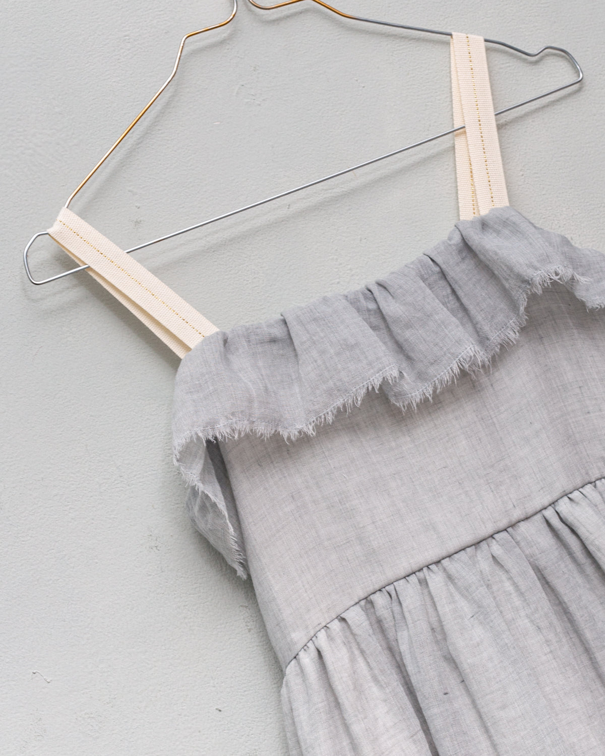 detail Strap dress with gold detail for wedding comunion baptism flowergirl grey color cosmosphie