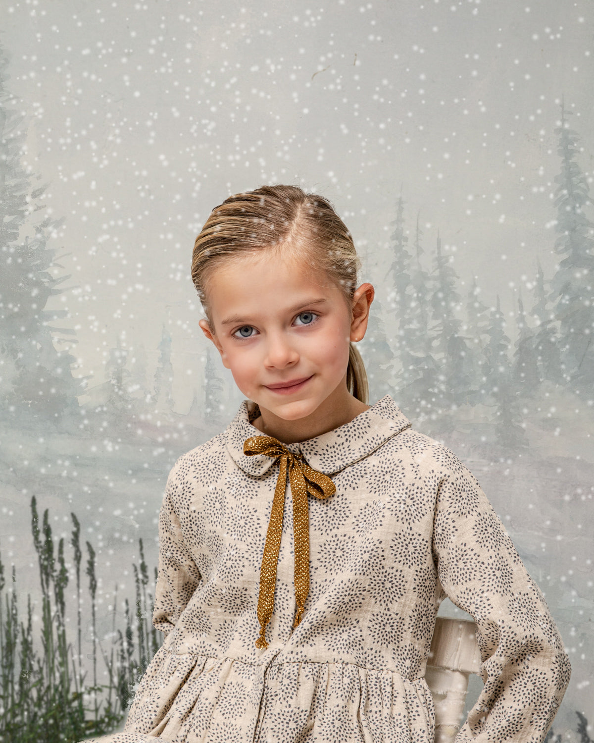 Vestido flores crudo y gris Gemini estampado Cosmosophie