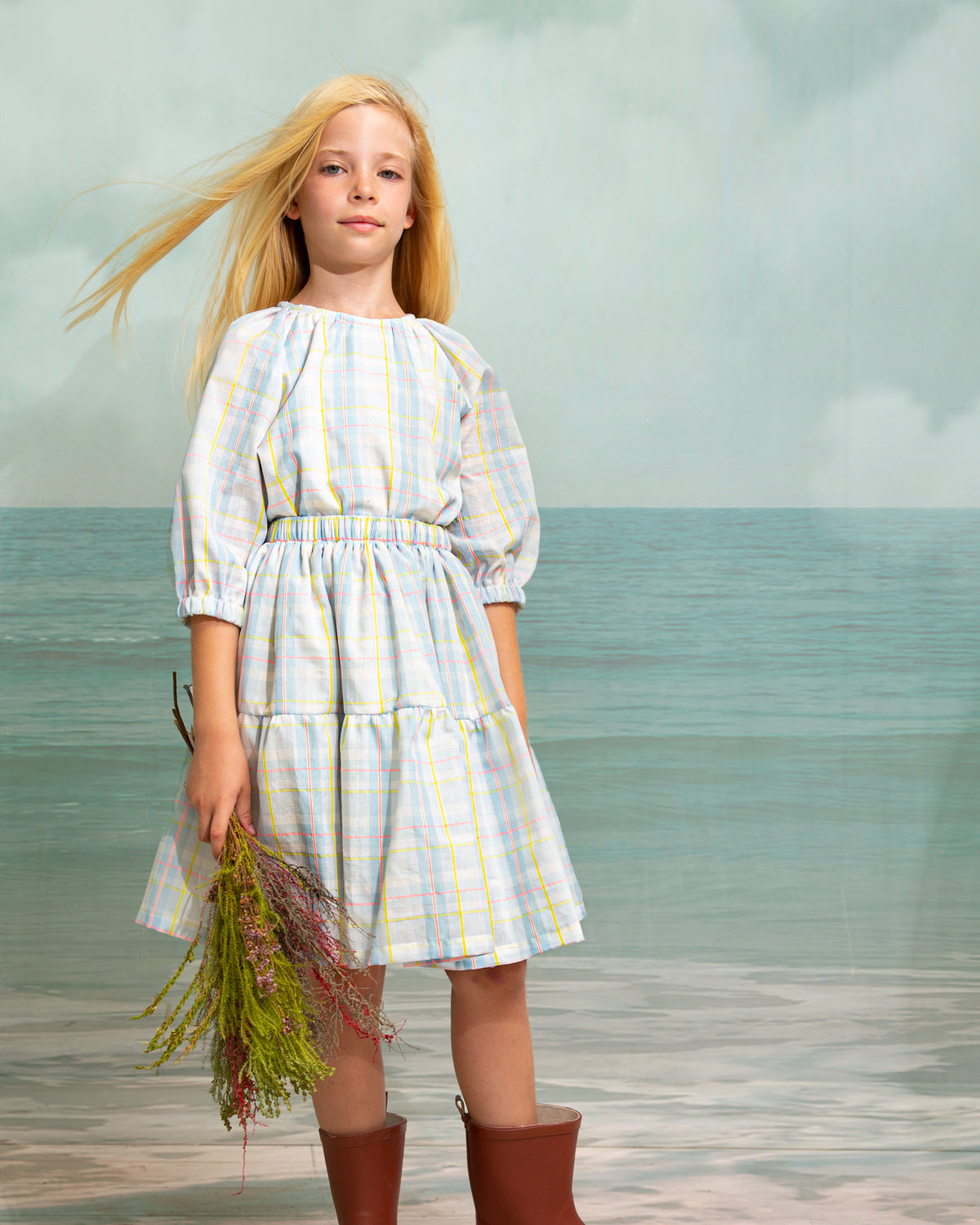 Vestido Isolda cuadros azules Castle