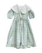 Vestido de invitada para boda o primera comunion de flores con gran cuello en bordado. Cosmosophie