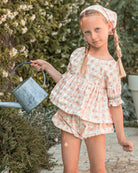 Conjunto blusa y bombacho en vichy rosa para niña Cosmosophie