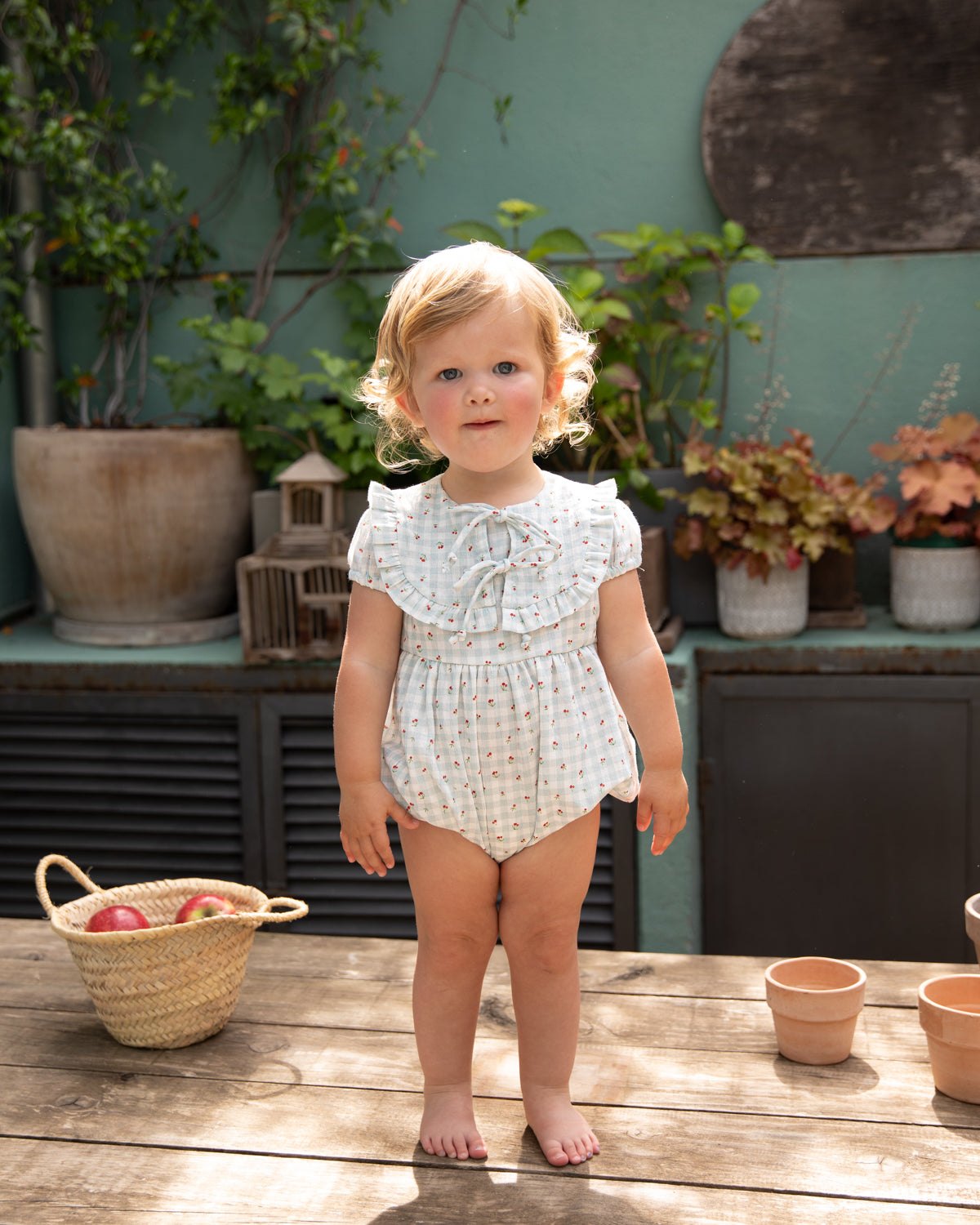 Ranita vichy azul con cerezas de Cosmosophie