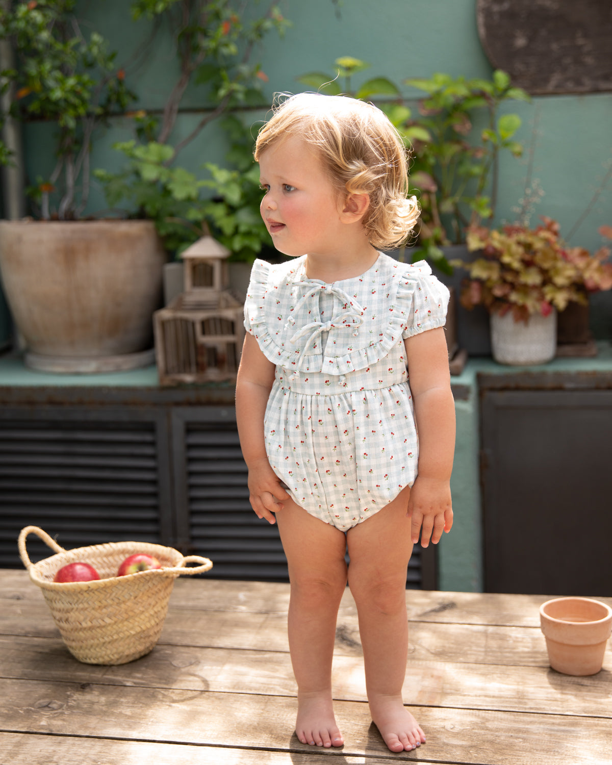 Ranita vichy azul con cerezas de Cosmosophie