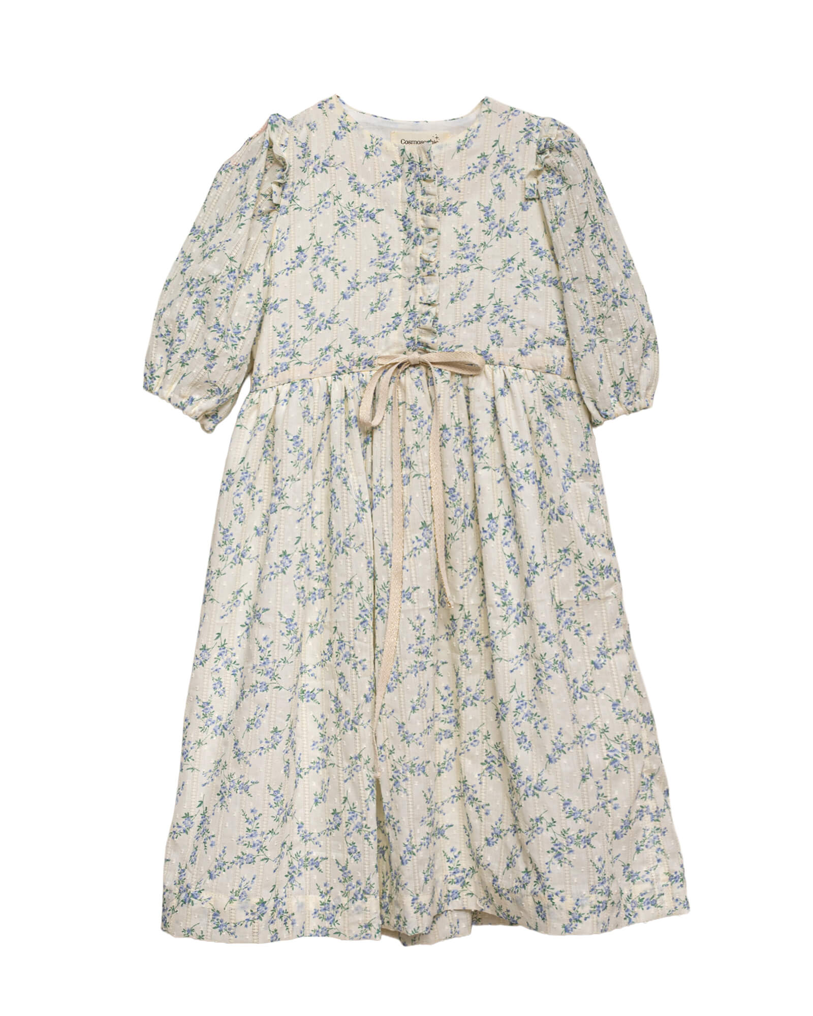 Vestido bordado de flores azules cosmosophie