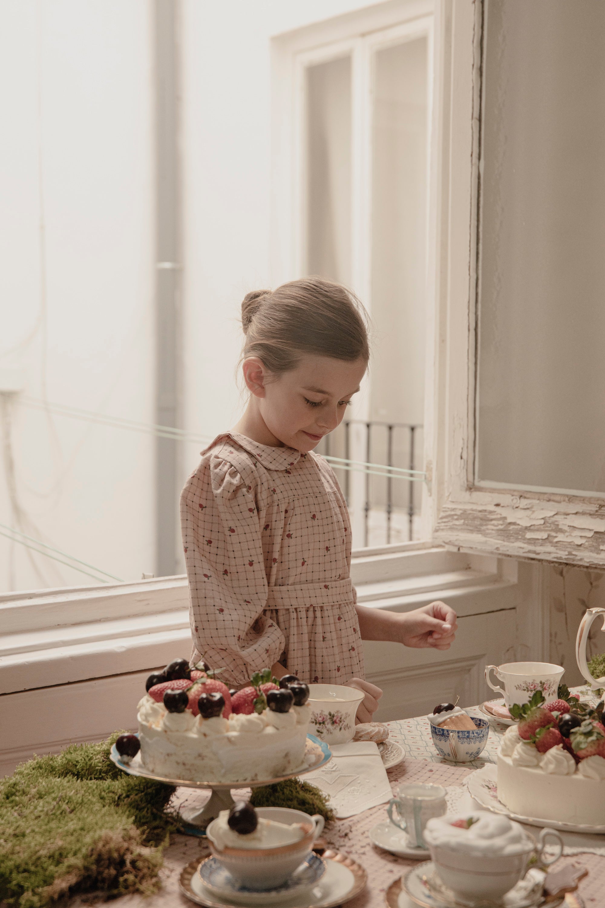 Vestido vichy rosa con fresas Chaumont de Cosmosophie